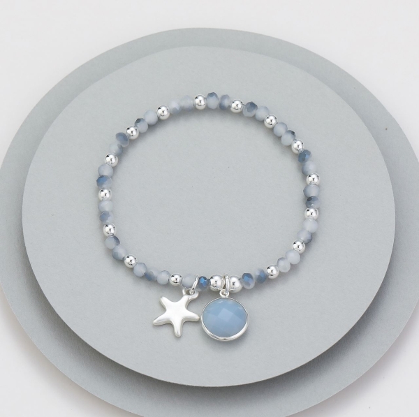 blue-beaded-stretchy-bracelet-with-stardisc-charm-silver