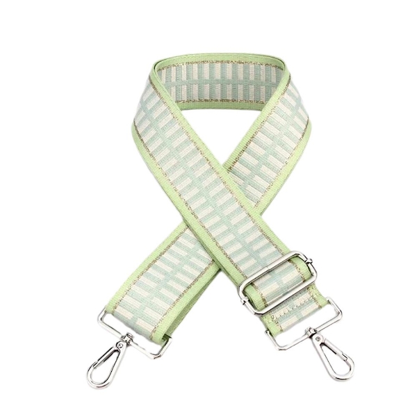 canvas-lime-green-gold-ladder-print-bag-strap-silver-finish