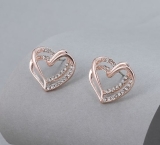 Diamante Double Linked Heart Stud Earrings