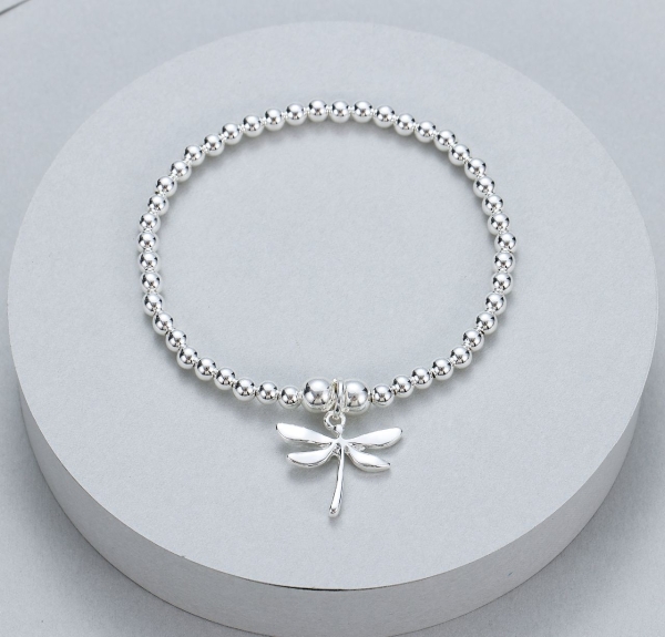 dragonfly-pendant-strecthy-bracelet-silver