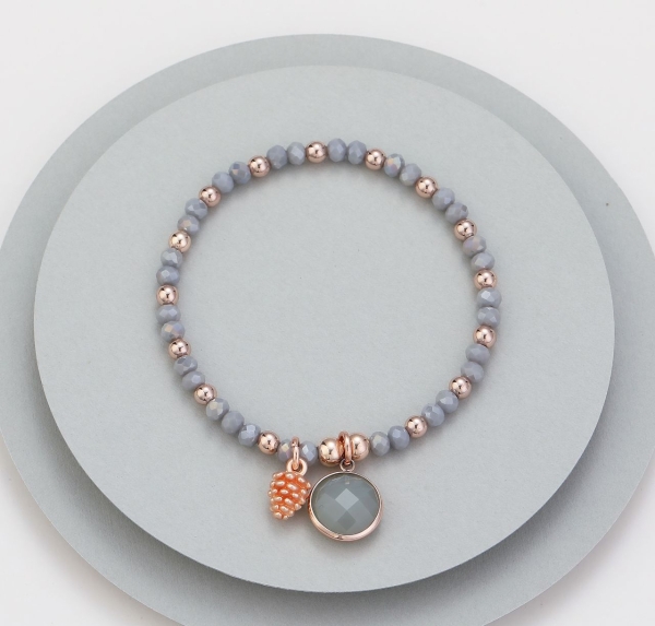 grey-beaded-stretchy-bracelet-with-acorndisc-charm-rose-gold
