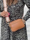 Italian Leather Tiered 2-Pocket Crossbody Bag