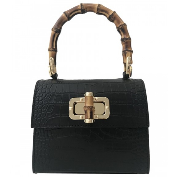 italian-leather-mockcroc-effect-grab-bag-with-bamboo-handle-black
