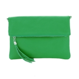 italian-leather-oblong-tassel-clutch-bag-green