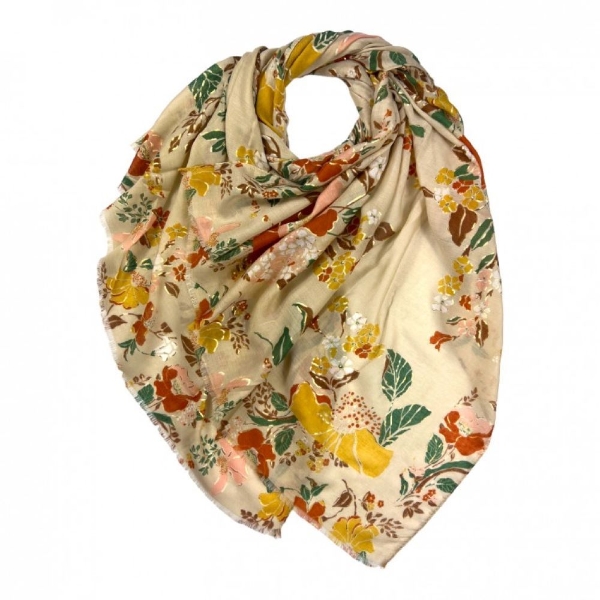 magnolia-print-scarf-beige