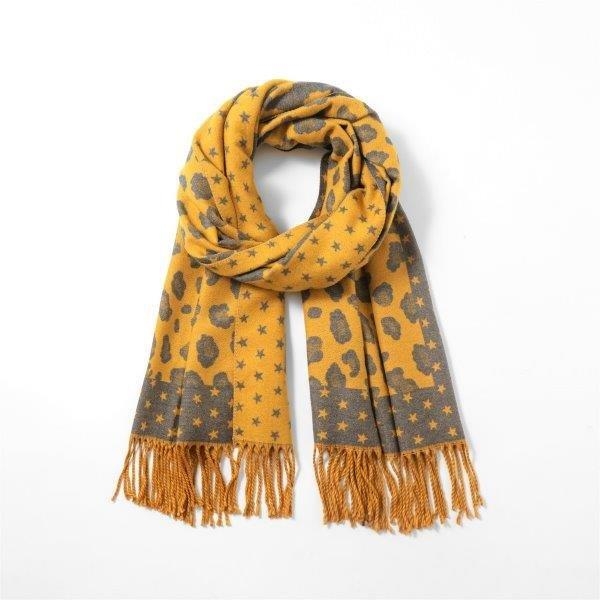 wool-blend-reversible-leopard-stars-tassel-scarf-mustard