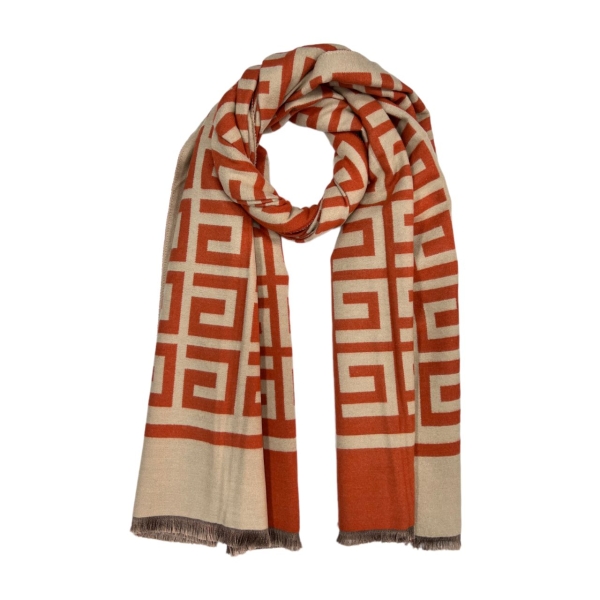wool-blend-reversible-maze-print-scarf-orange