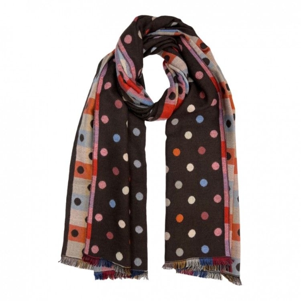 wool-mix-multicoloured-dots-reversible-scarf-brown