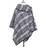 Black & White Speckled Buttoned Poncho