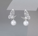 Butterfly Winged Pearl Drop Earrings
