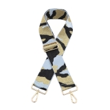 Canvas Baby Blue, Black & Gold Camouflage Bag Strap (Gold Finish)