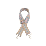 Canvas Baby Blue, Pink & Beige Embroidered Bag Strap (Gold Finish)