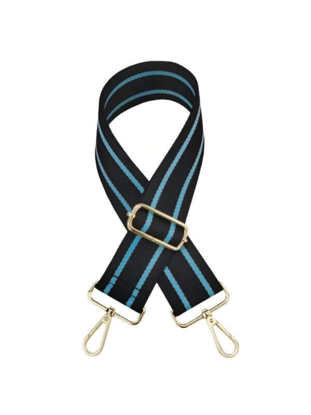 canvas-black-blue-striped-bag-strap-gold-finish