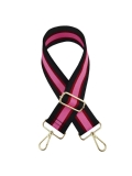 Canvas Black, Burgundy & Pink Striped Bag Strap (Gold Finish) WHOLESALE