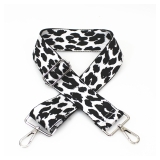 Canvas Black & White Leopard Print Bag Strap (Silver Finish)