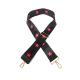 Canvas Black With Red Star Print Bag Strap (Gold Finish) WHOLESALE