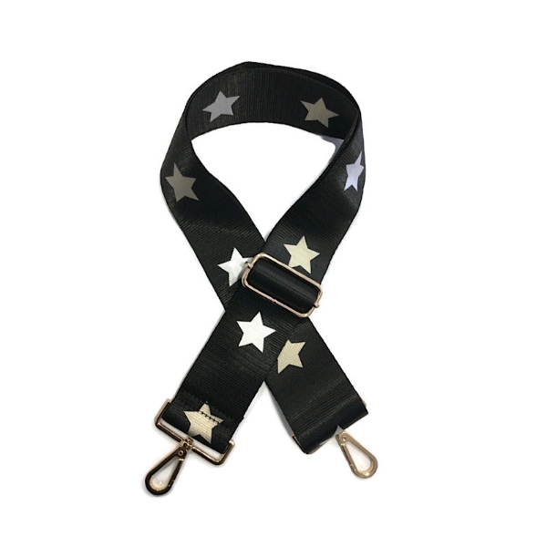 canvas-black-with-silver-gold-stars-bag-strap-gold-finish