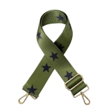 Canvas Green With Navy Star Print Bag Strap (Silver Finish) WHOLESALE