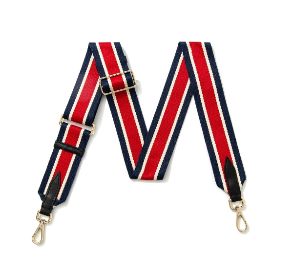 canvas-navy-red-white-stripe-bag-strap-gold-finish