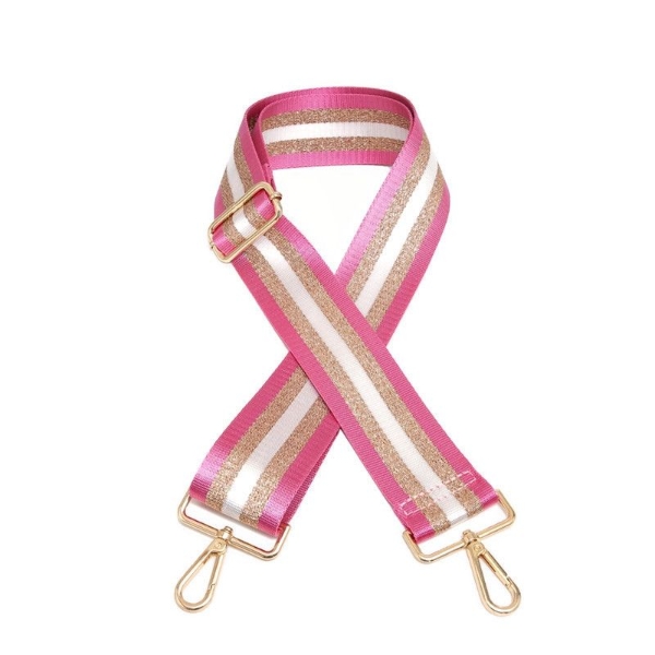 canvas-pink-gold-white-striped-bag-strap-gold-finish