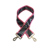 Canvas Pink Stripe With Grey Camouflage Print Bag Strap (Gold Finish)