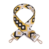 Canvas Yellow, Black & White Embroidered Bag Strap (Gold Finish)