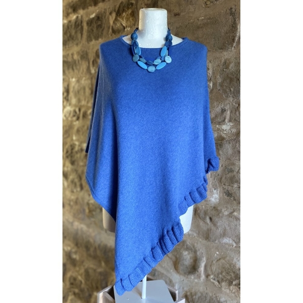 cashmere-blend-ruffled-edge-poncho-royal-blue