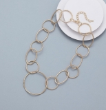 Chunky Linked Oval & Round Rings Short Necklace