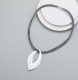 Cut-Out Teardrop Pendant On Corded Magnetic Necklace