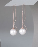 Diamante & Pearl Dangling Earrings