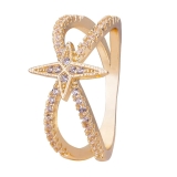 Diamante Star Double Band Ring