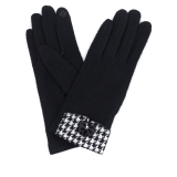Houndstooth & Bow Cuff  Detail Gloves