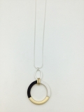3-Tone Ring Pendant Long Necklace