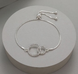 Interlinked Diamante Rings Pull-Cord Bracelet