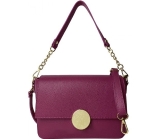 Italian Leather Flap-Over Marble Buckle Shoulder Bag