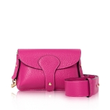 Italian Leather Mini Cross-Body Bag With Wide Strap (Gold Finish)