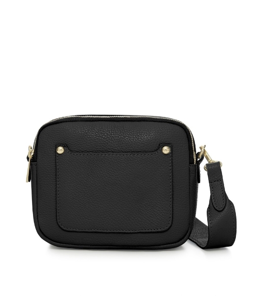 Italian Leather Oblong Cross-Body Bag With Wide Strap: Black - Daj ...