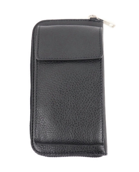 italian-leather-phone-purse-crossbody-bag-silver-finish-black