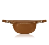 Italian Leather Simple Bum/Cross-Body Bag (Gold Finish)