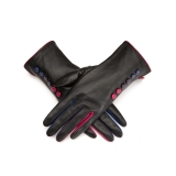 Leather Gloves With Multi-Coloured Buttons