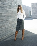 Marble Speckled Button Detail Asymmetrical Skirt