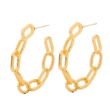 Oblong Chain-Link Hoop Earrings