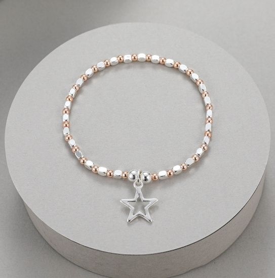 stretchy-beaded-bracelet-with-hollow-star-charm-silver-rosegold